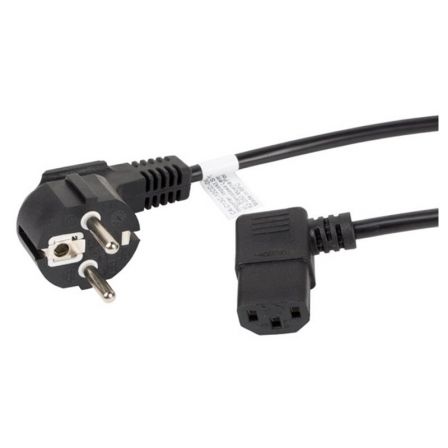 Lanberg Cable de Alimentación Schuko CEE 7/7 a IEC320 C13 Acodado 1,8m CA-C13C-12CC-0018-BK